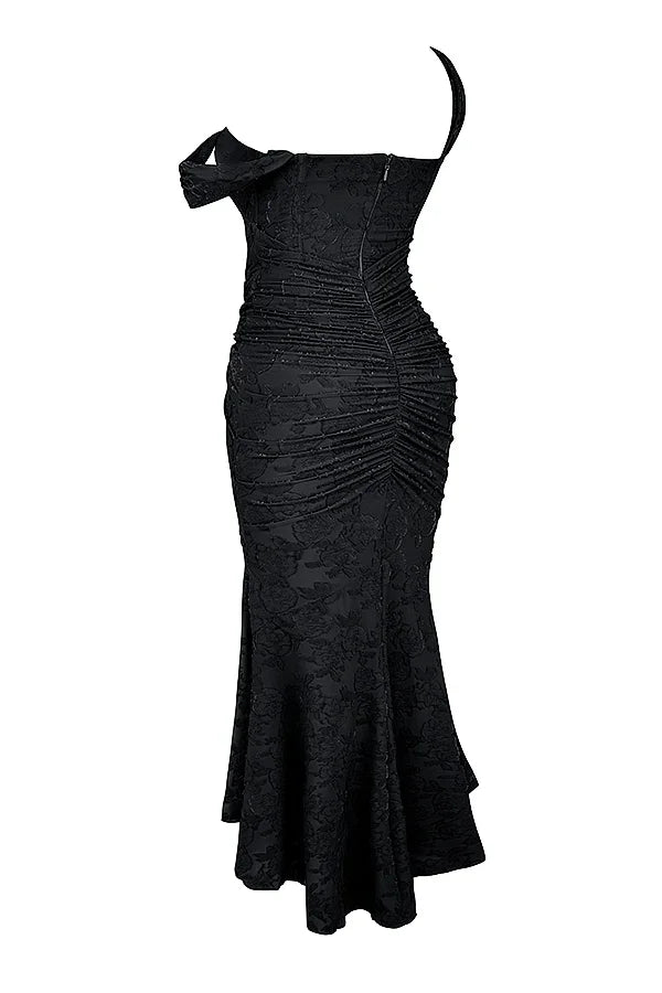 Abito midi floreale asimmetrico da donna con spalline larghe