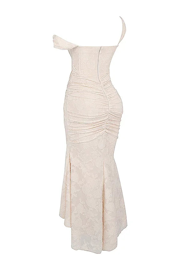 Abito midi floreale asimmetrico da donna con spalline larghe