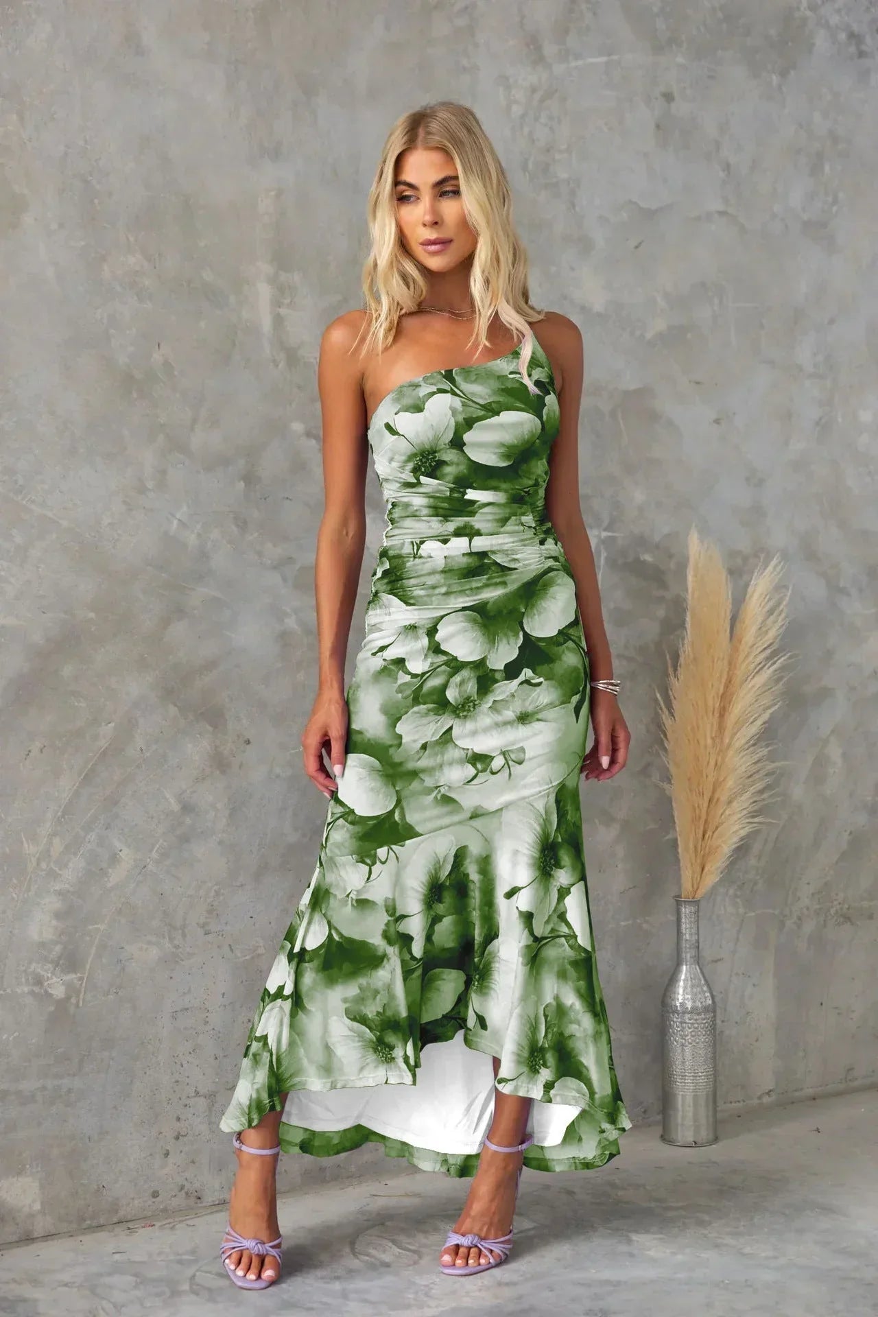 Women's Wedding Guest Strapless Floral Midi Dress