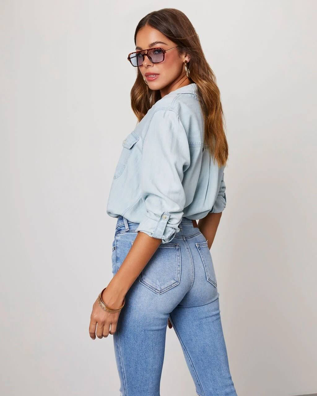 Rosa - Women's Shirt in Denim with Long Sleeves - photo 11