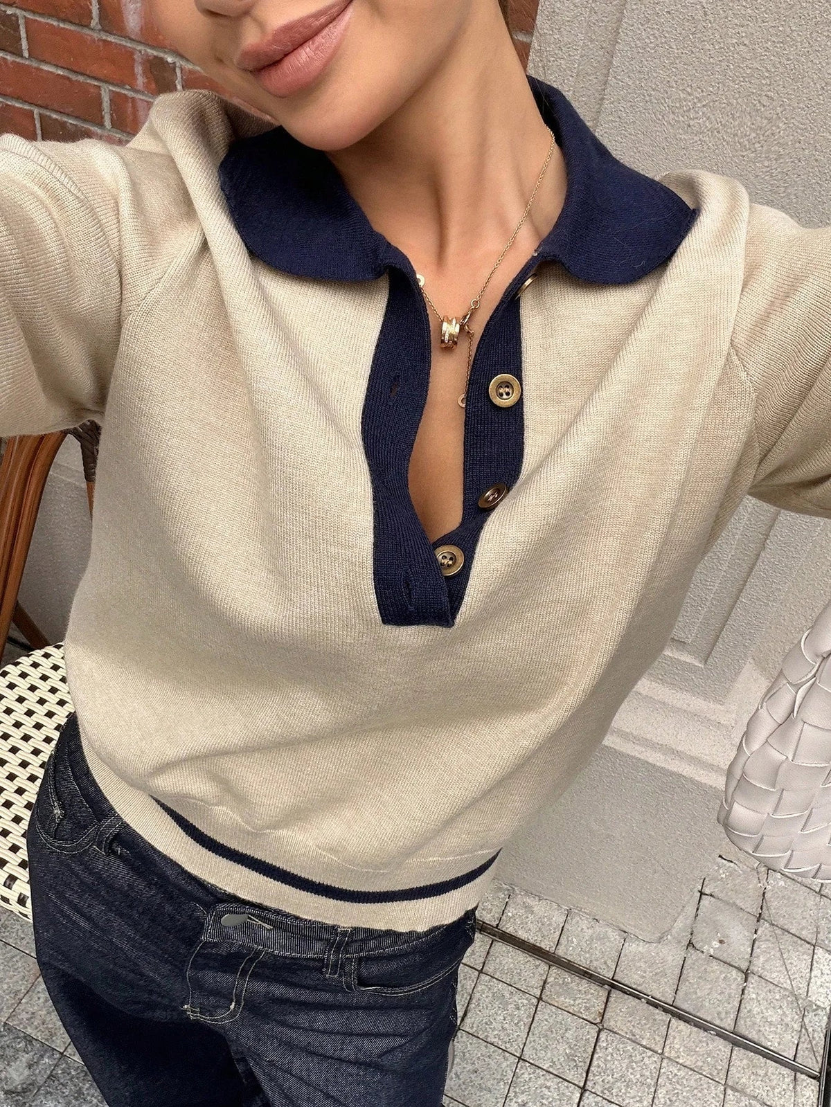 Rosemary - Women's Jumper in Knit with Colour Blocking - photo 3