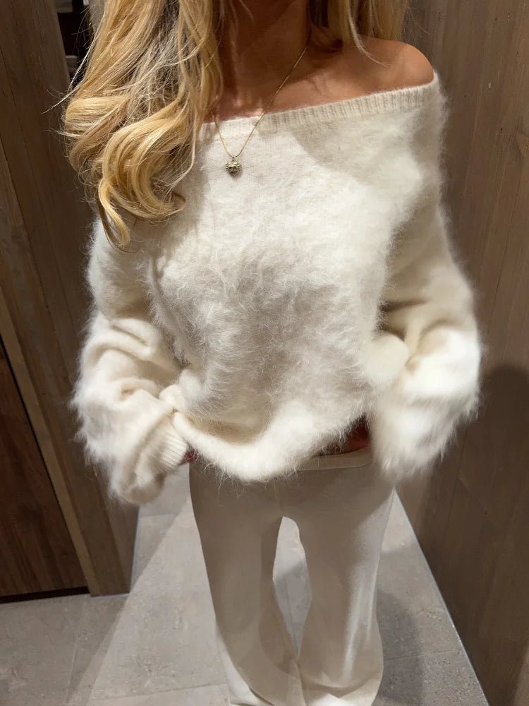 Rosewyn - Women's Jumper in Knit with Off-Shoulder Neckline - photo 1