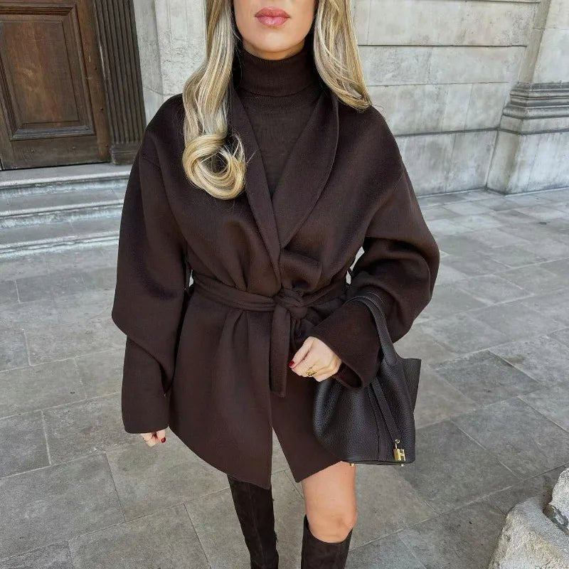 Rowan - Women's Wrap Coat with Tie Belt - photo 1