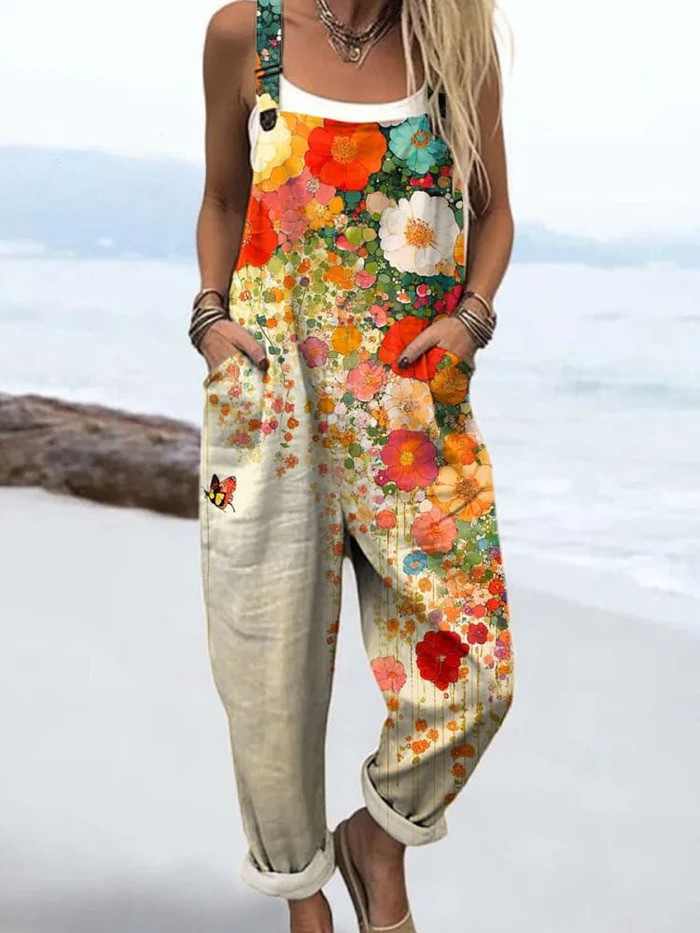 Sabine - Women's Relaxed Jumpsuit in Floral Print with Side Pockets - photo 1