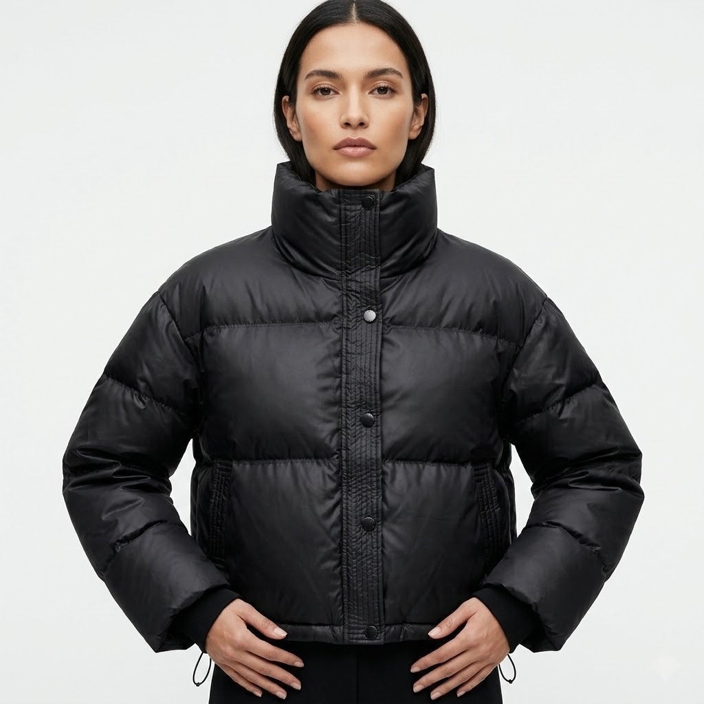 Orinthia - Women's Cropped Puffer Jacket with Stand Collar - photo 1