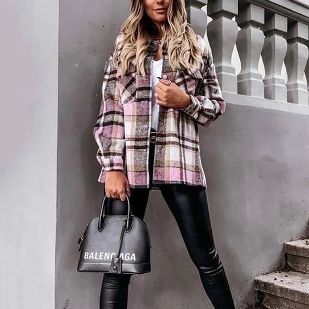 Selma - Women's Winter Jacket in Check - photo 2