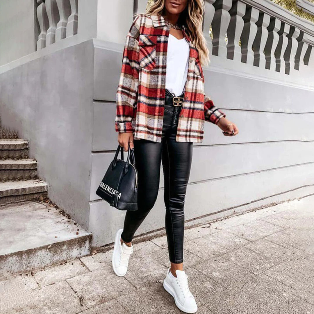 Selma - Women's Winter Jacket in Check - photo 3