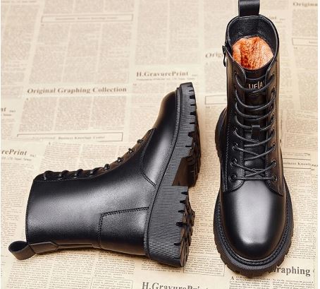 Shae - Women's Lace-Up Combat Boots with Faux Fur Lining - photo 2
