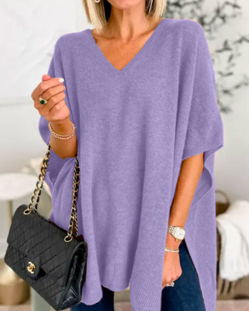 Sharon - Women's Relaxed V Neck Knit Top - photo 10