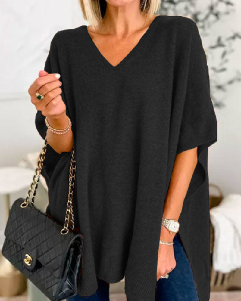 Sharon - Women's Relaxed V Neck Knit Top - photo 3