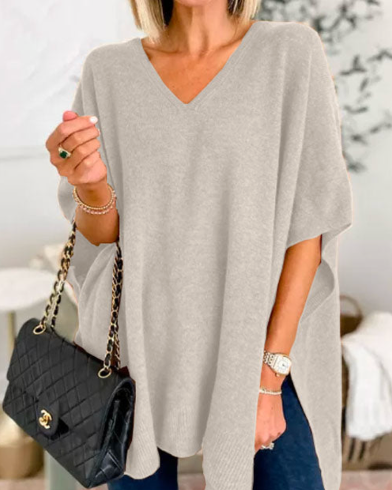 Sharon - Women's Relaxed V Neck Knit Top - photo 4