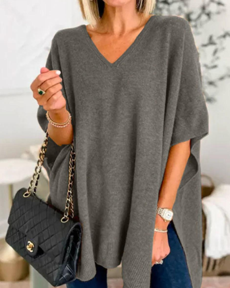 Sharon - Women's Relaxed V Neck Knit Top - photo 5