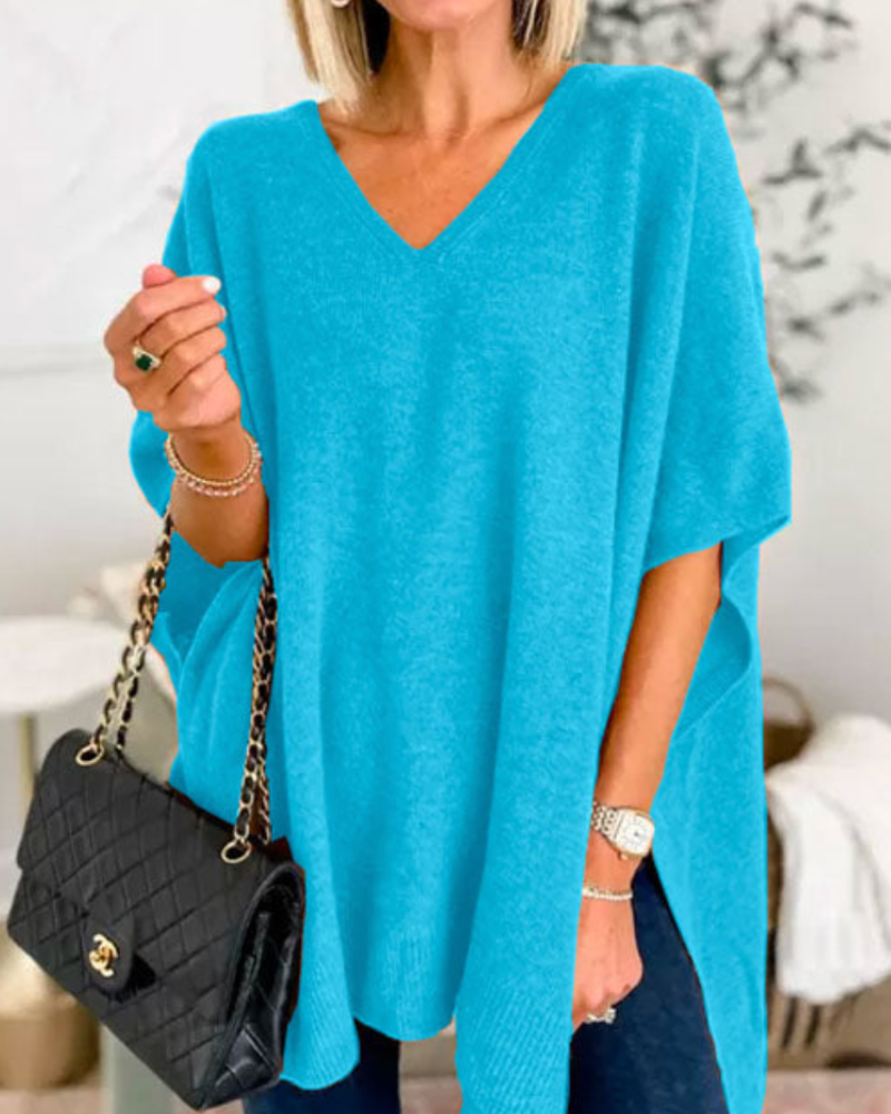 Sharon - Women's Relaxed V Neck Knit Top - photo 6