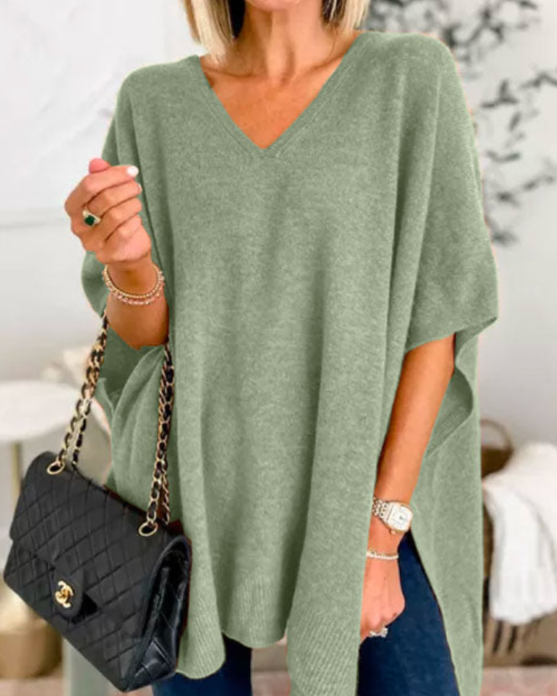 Sharon - Women's Relaxed V Neck Knit Top - photo 8