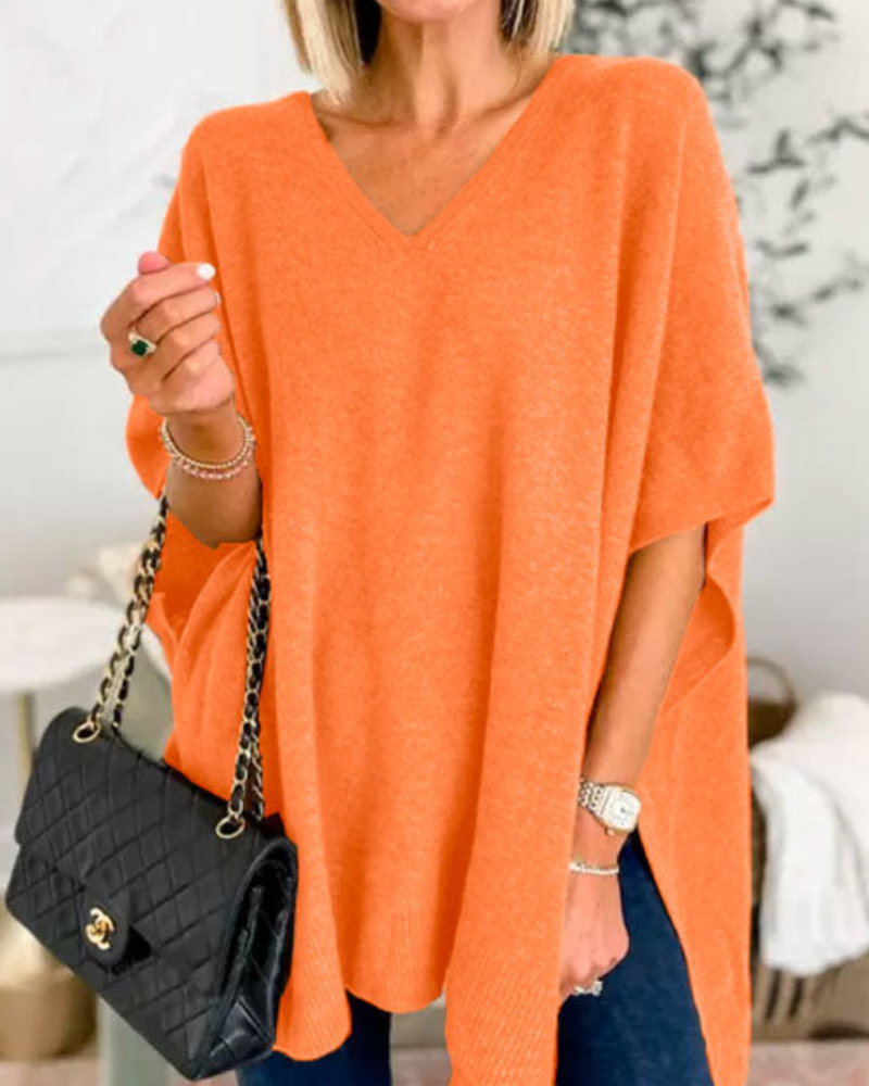 Sharon - Women's Relaxed V Neck Knit Top - photo 9