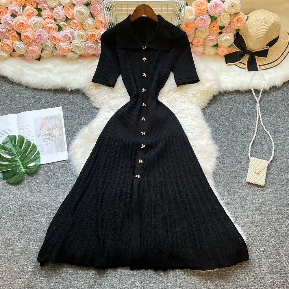 Sian - Women's Maxi Dress in Knit with Collar - photo 7