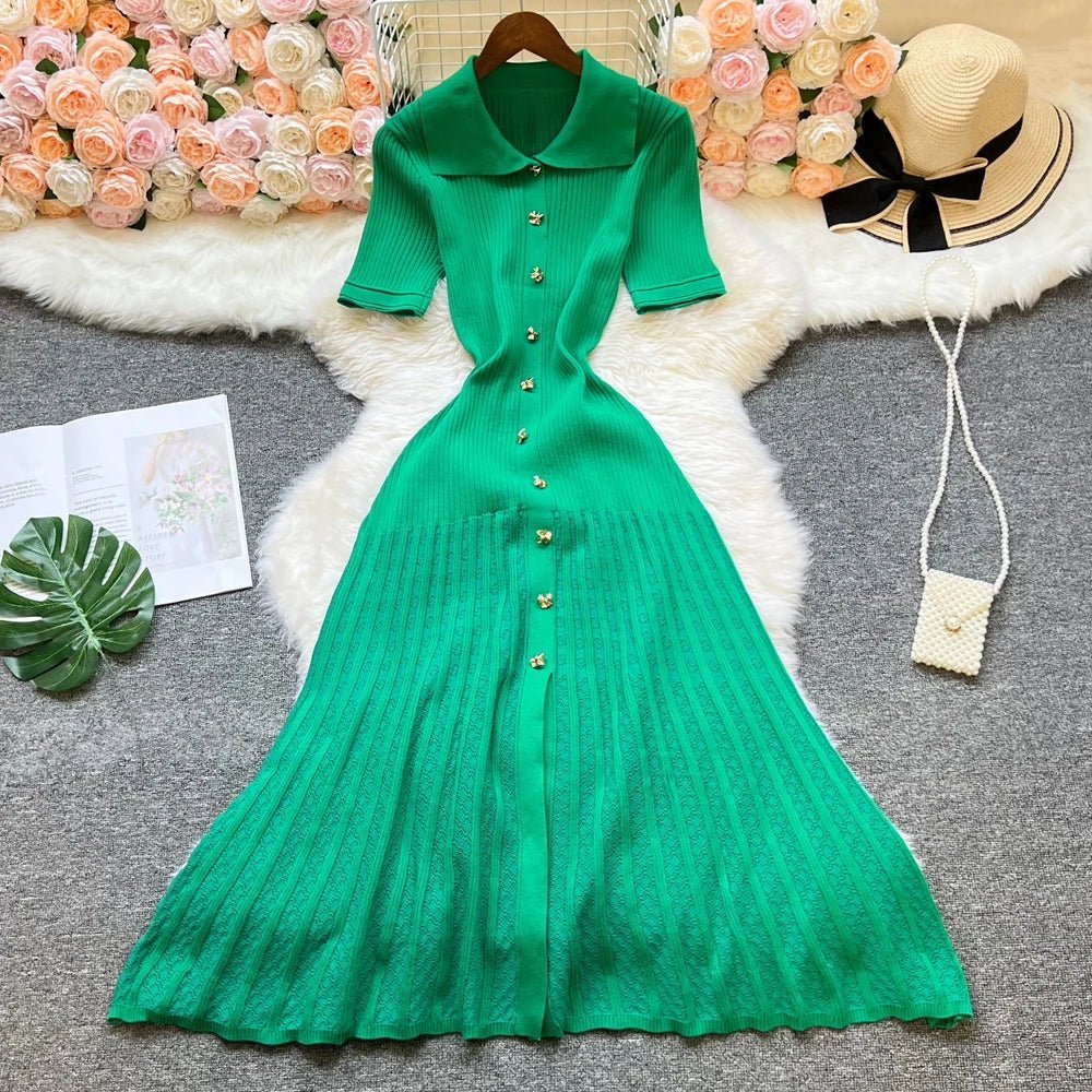 Sian - Women's Maxi Dress in Knit with Collar - photo 8