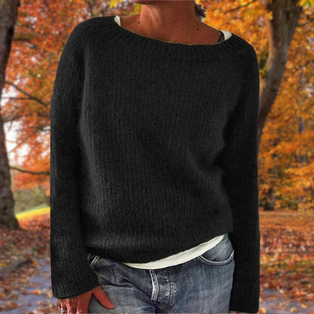 Simone - Women's Relaxed Jumper in Knit with Collar - photo 2