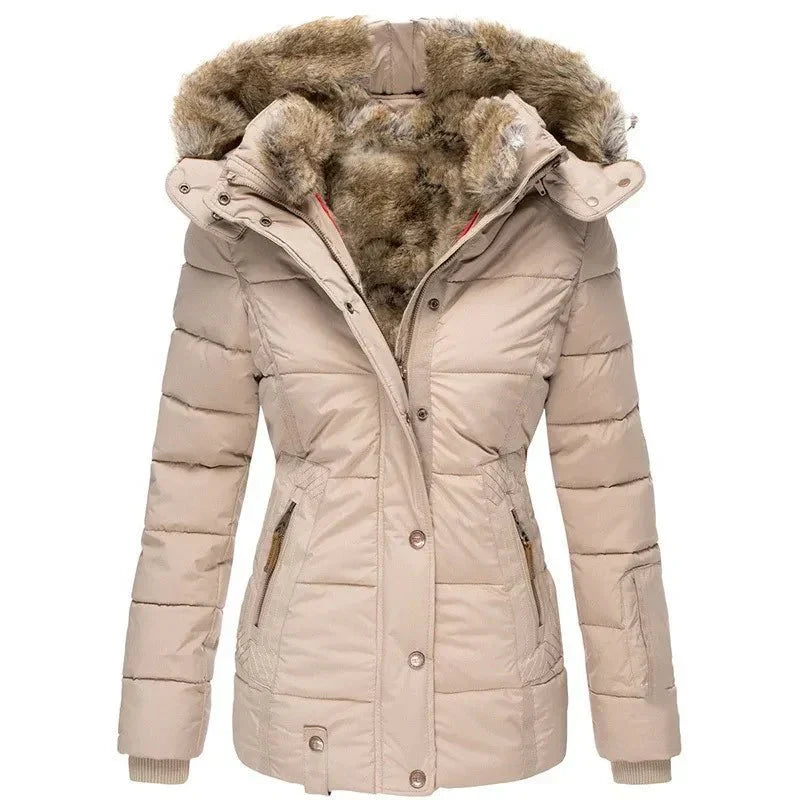 Sloane - Women's Quilted Jacket with Fur Trim Hood - photo 4
