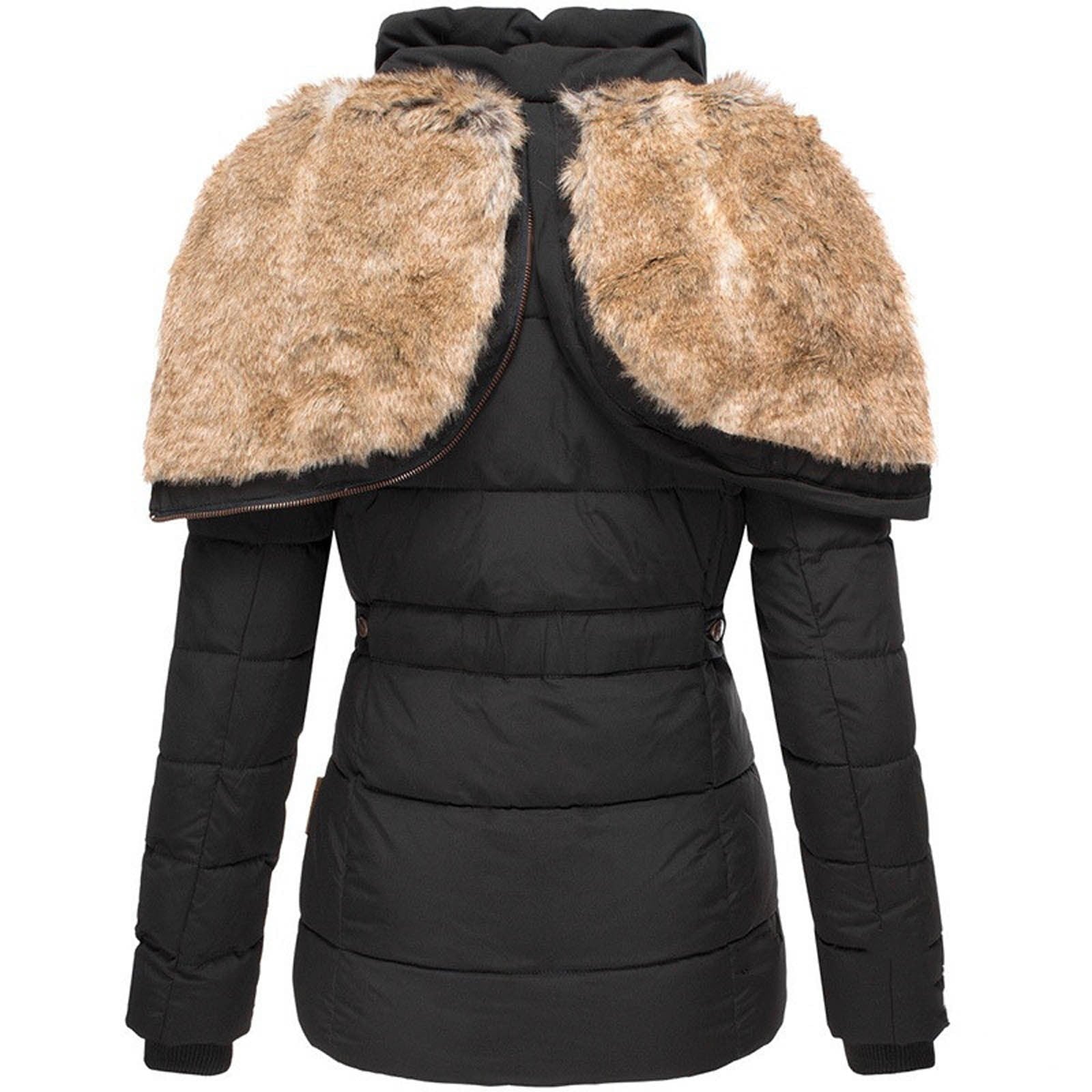Sloane - Women's Quilted Jacket with Fur Trim Hood - photo 8