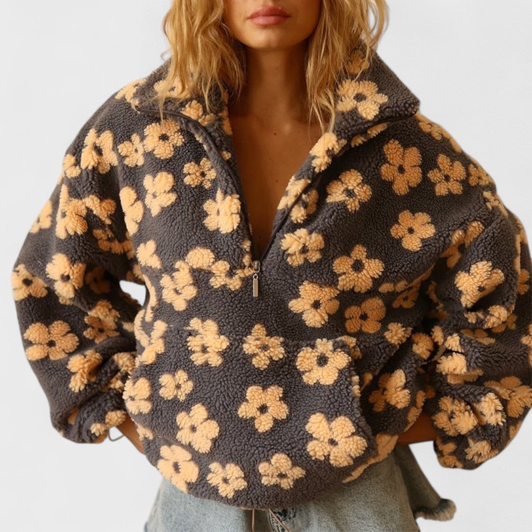 Solange - Women's Jumper in Fleece Lining with Floral Print - photo 1