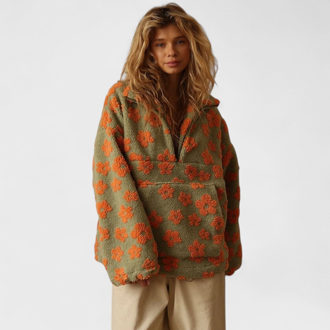 Solange - Women's Jumper in Fleece Lining with Floral Print - photo 6