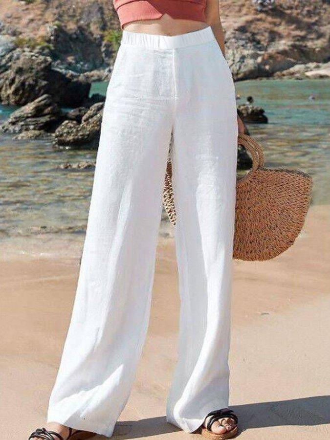 Annette - Women's Wide-Leg Wide Trousers with an Elastic Waist