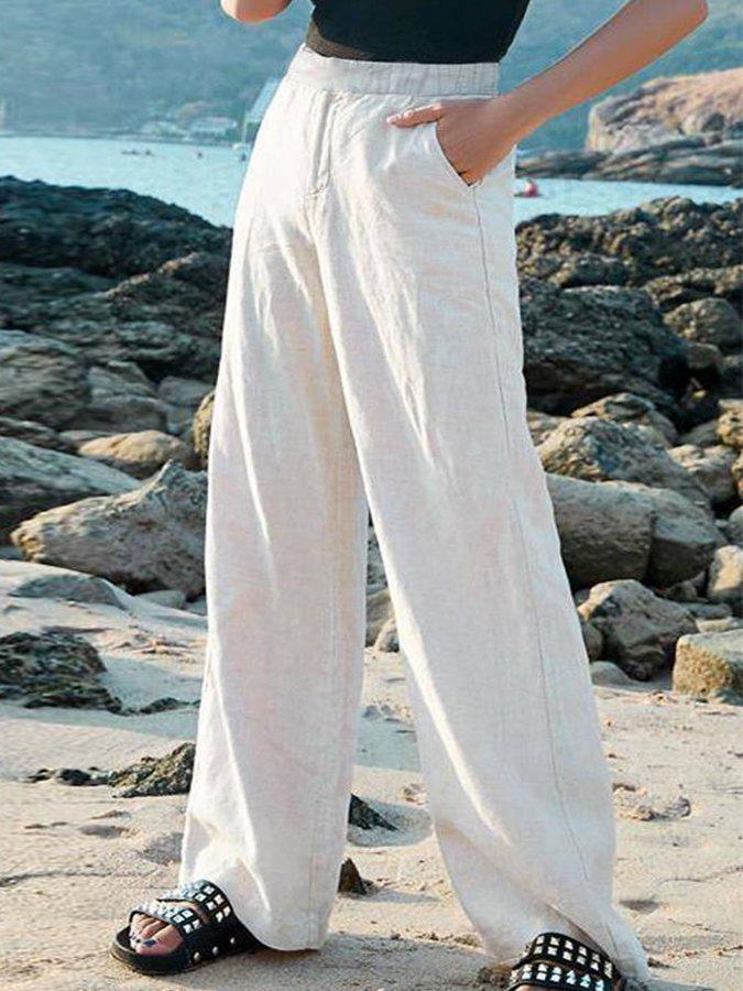 Annette - Women's Wide-Leg Wide Trousers with an Elastic Waist