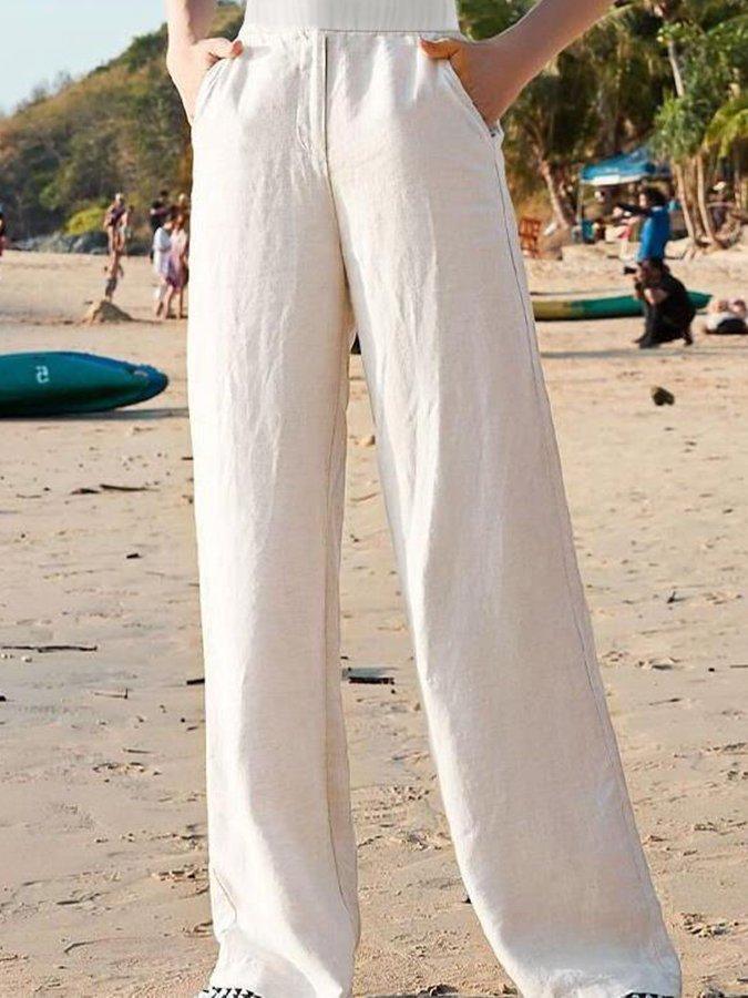 Annette - Women's Wide-Leg Wide Trousers with an Elastic Waist