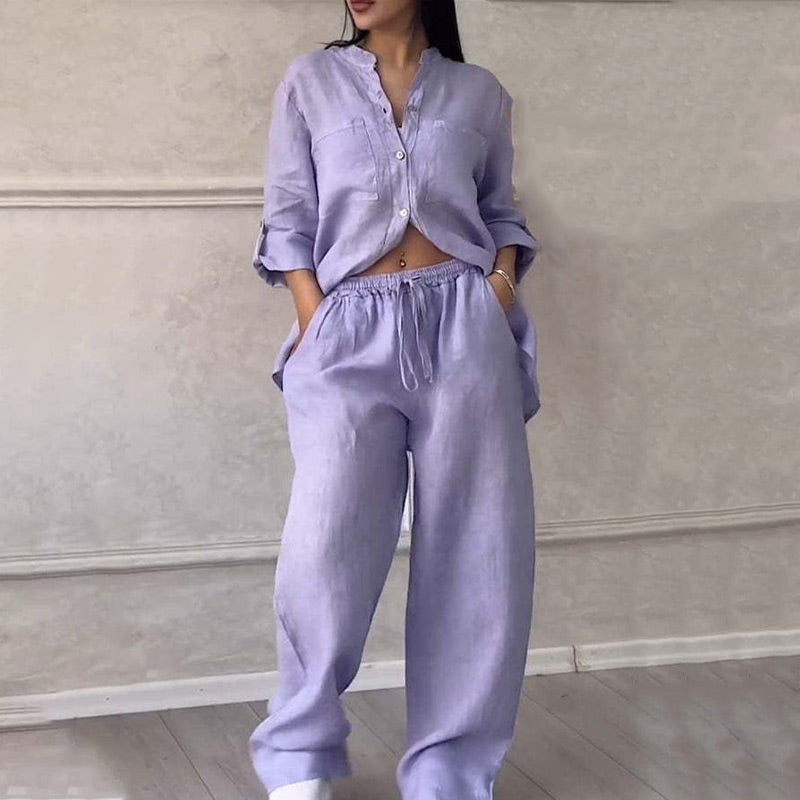 Inara - Women's Lightweight Breathable Linen Two-Piece Set