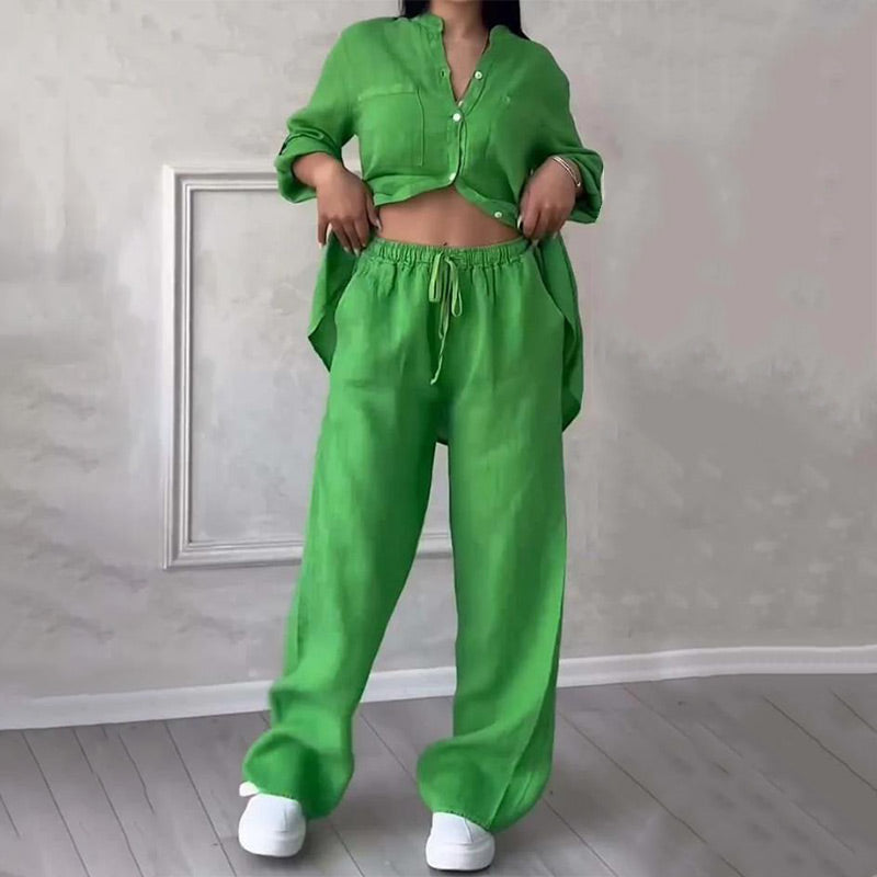 Inara - Women's Lightweight Breathable Linen Two-Piece Set