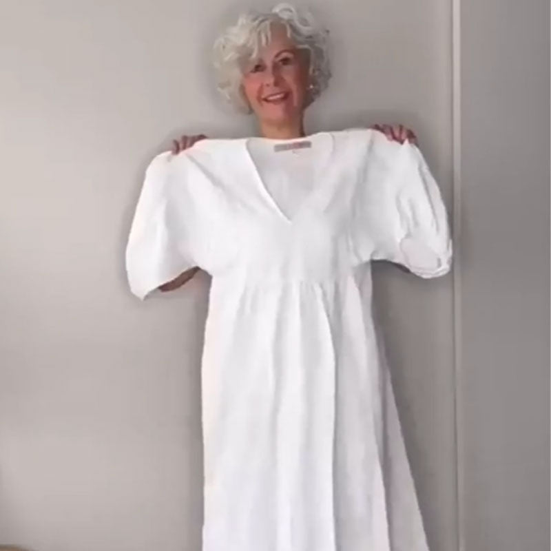 Women's Long V-Neck Dress with Pockets