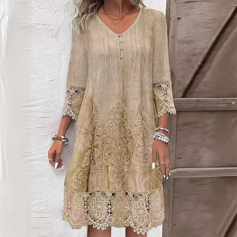 Vestido midi azul de corte relajado para mujer, ideal para el uso diario