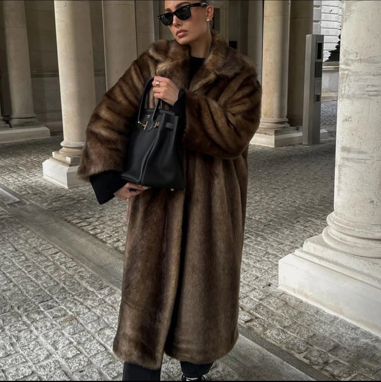 Steph - Women's Longline Faux Fur Coat - photo 1