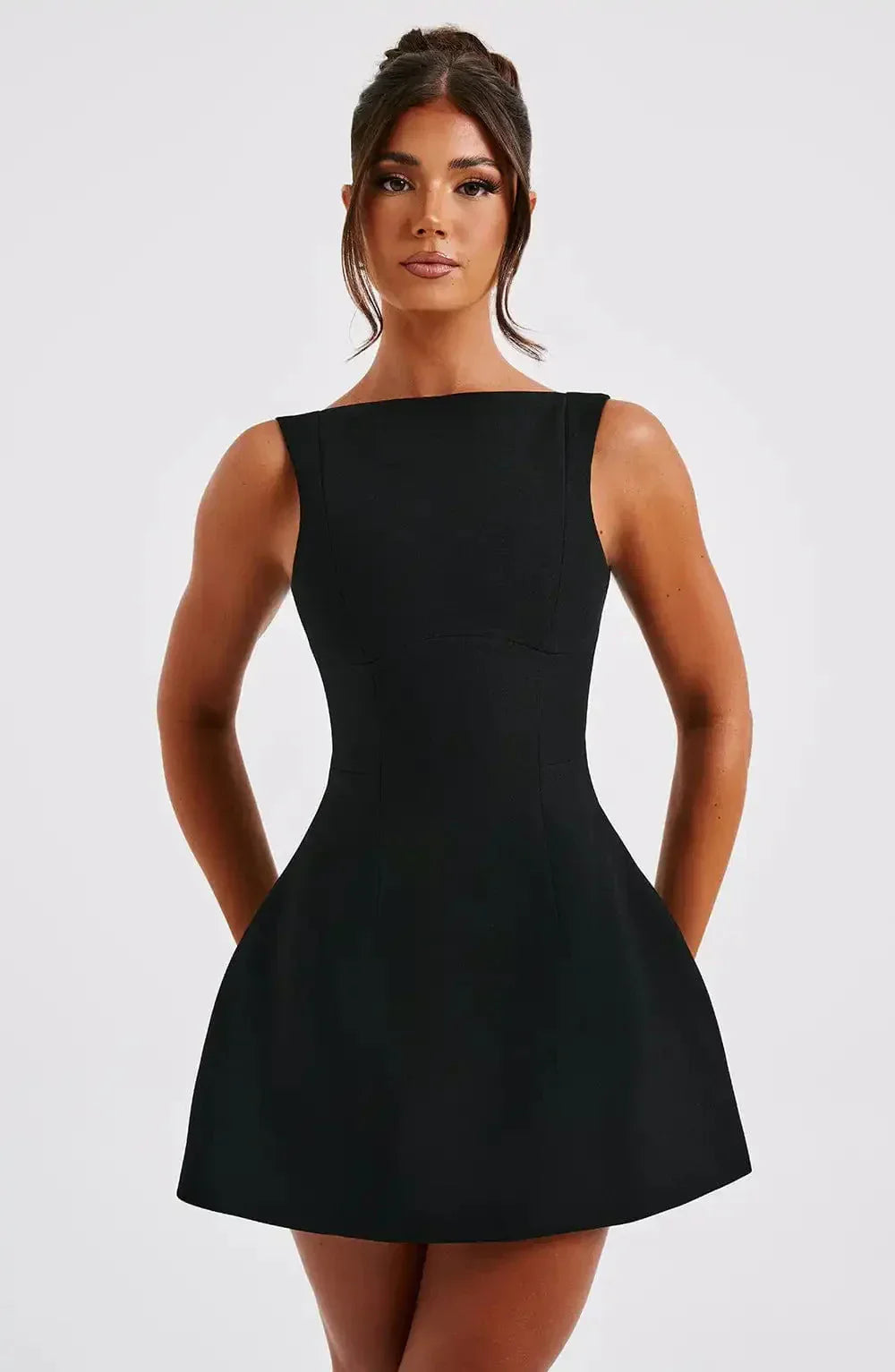 Becky - Women's Fitted Mini Dress with an Open Back