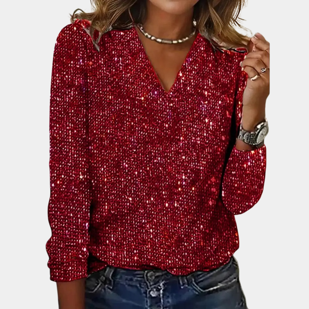 Susanna - Women's Elegant V Neck Blouse - photo 1
