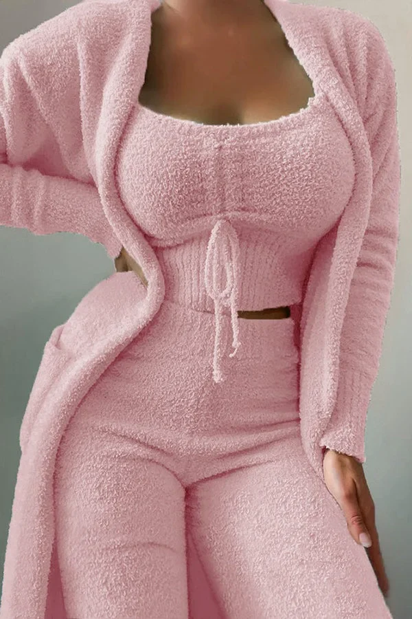 Hazel - Women's Fuzzy Three-Piece Lounge Set