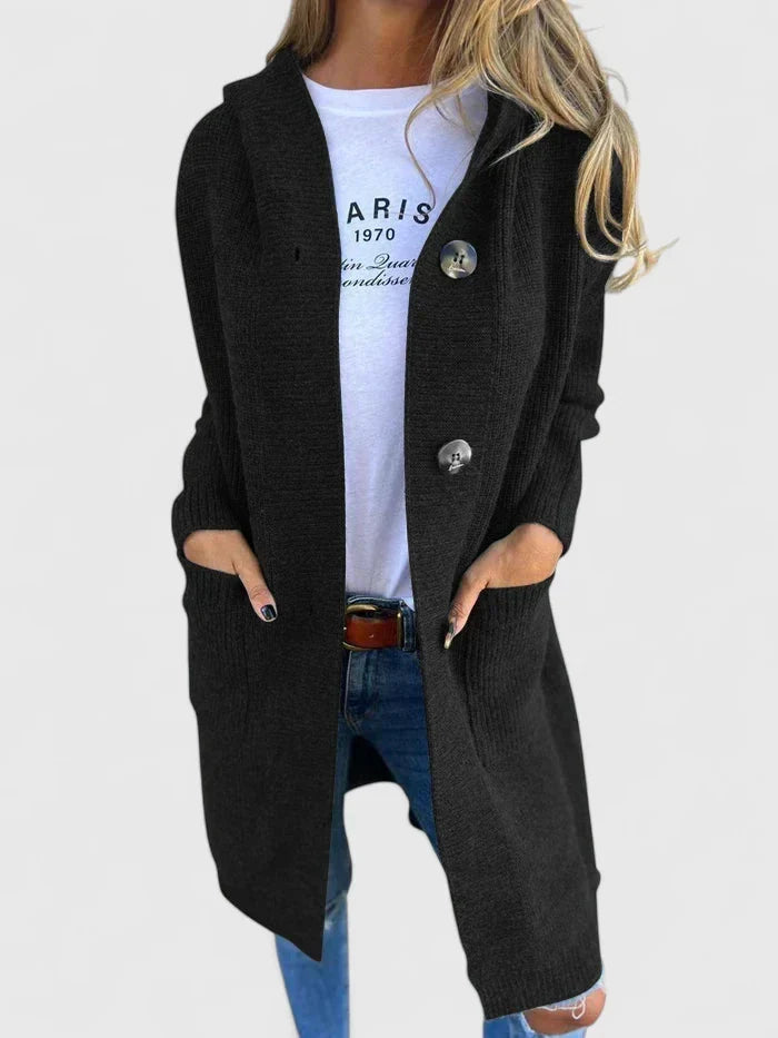Sydney - Women's Longline Cardigan in Ribbed Knit with Button Front - photo 3