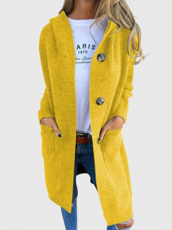 Sydney - Women's Longline Cardigan in Ribbed Knit with Button Front - photo 4