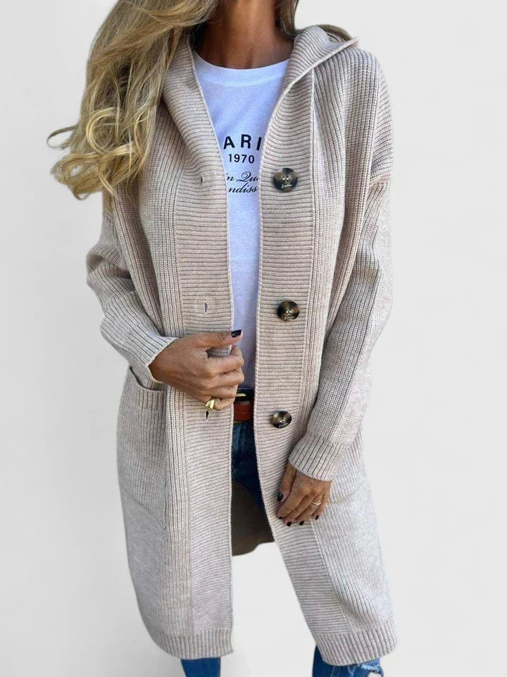 Sydney - Women's Longline Cardigan in Ribbed Knit with Button Front - photo 6