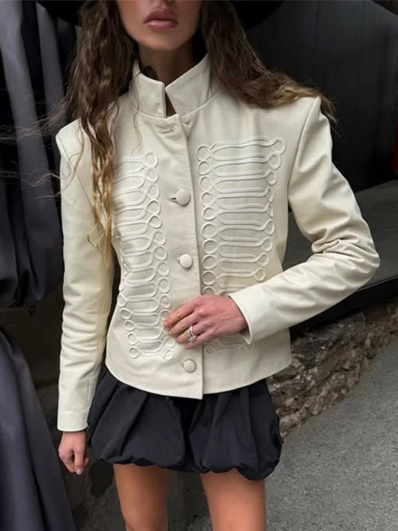 Sylvia - Women's Relaxed Biker Jacket with Button Front - photo 1