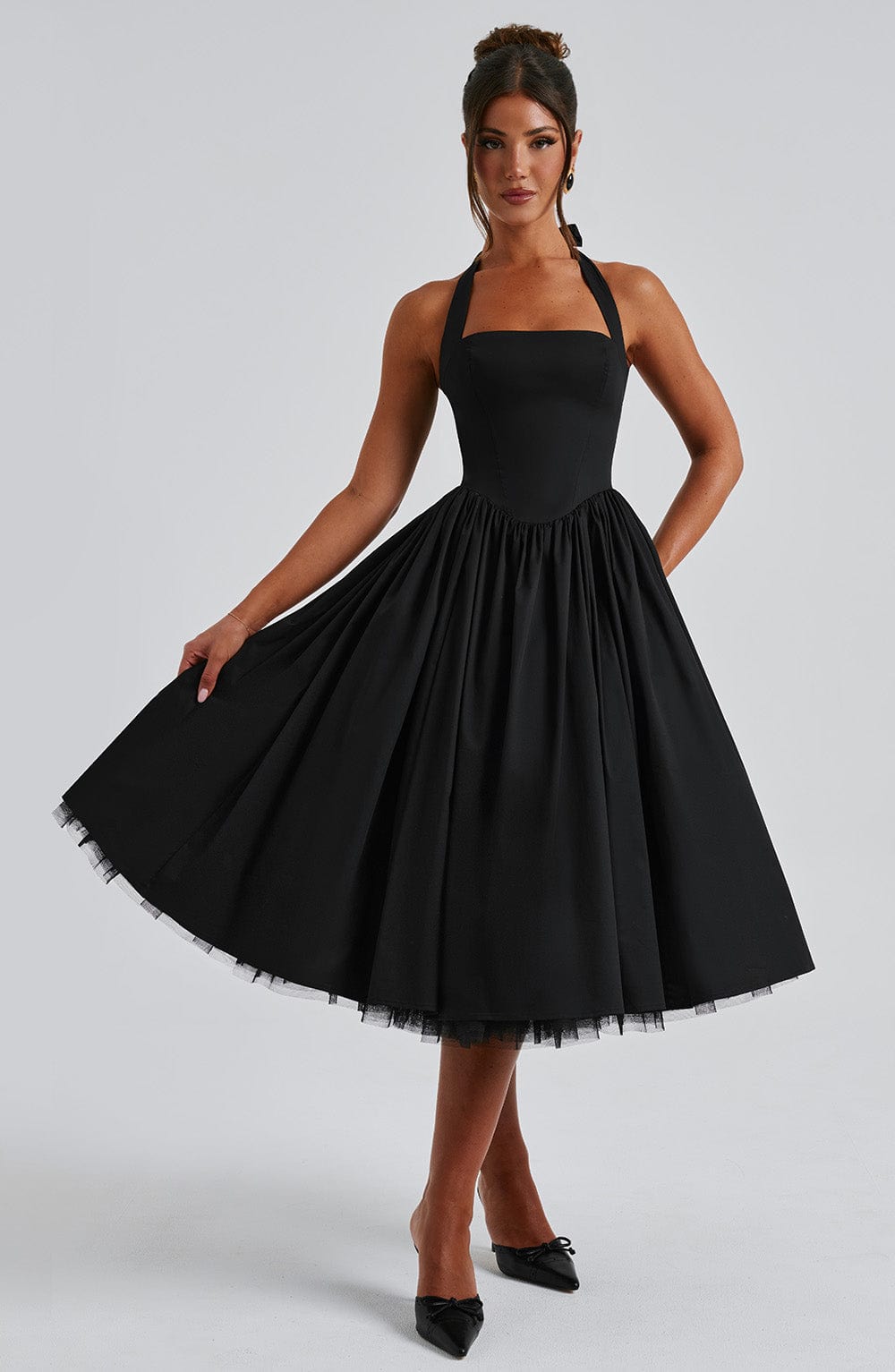 Beverly - Women's Relaxed Midi Dress with Straps