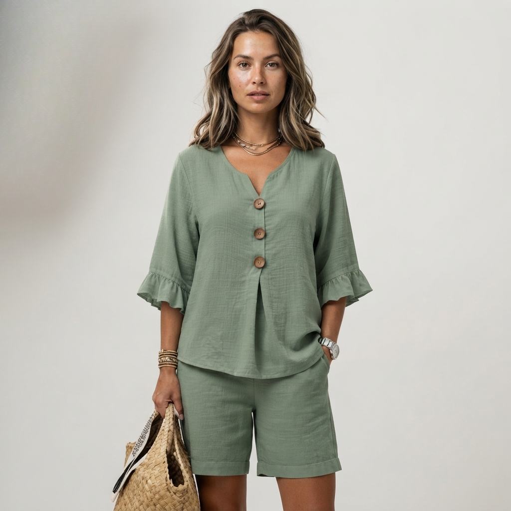 Teagan - Women's Relaxed Two-Piece Set with Ruffle Trim - photo 13