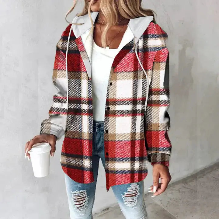Women's Checked Hooded Shacket