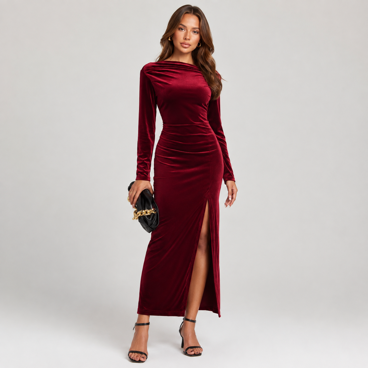 Thistle - Women's Fitted Maxi Dress with Side Split - photo 1