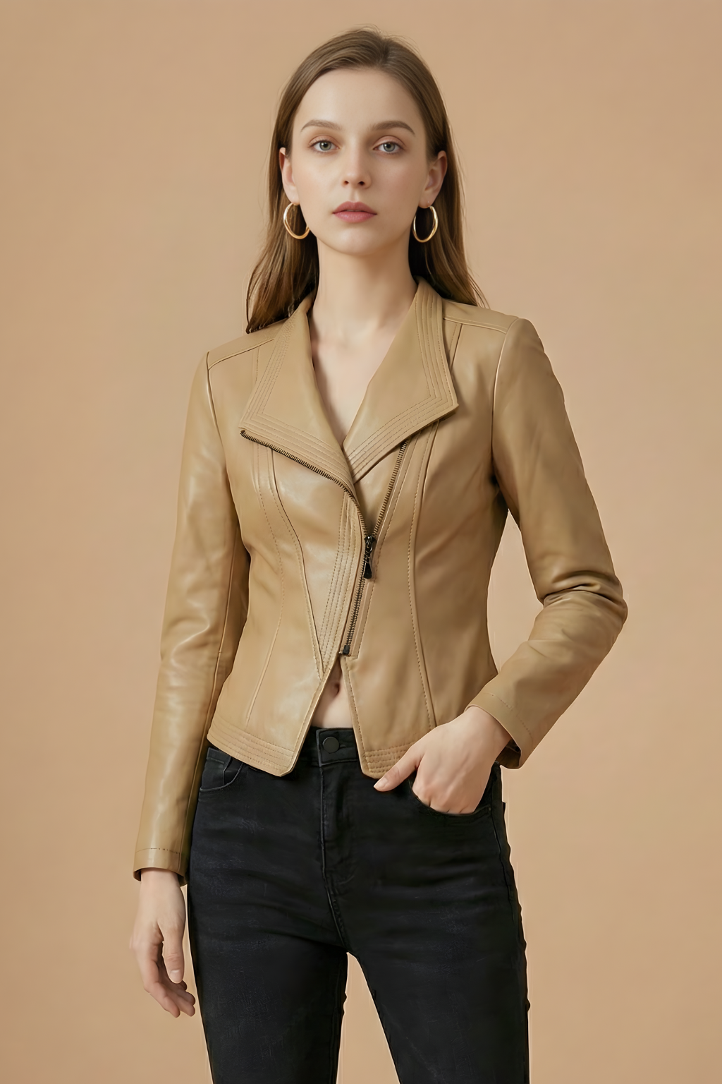 Tindra - Women's Biker Jacket with Zip Front - photo 3