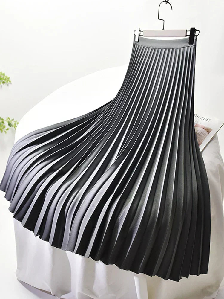 Cara - Women's Pleated Midi Skirt with a High Waist