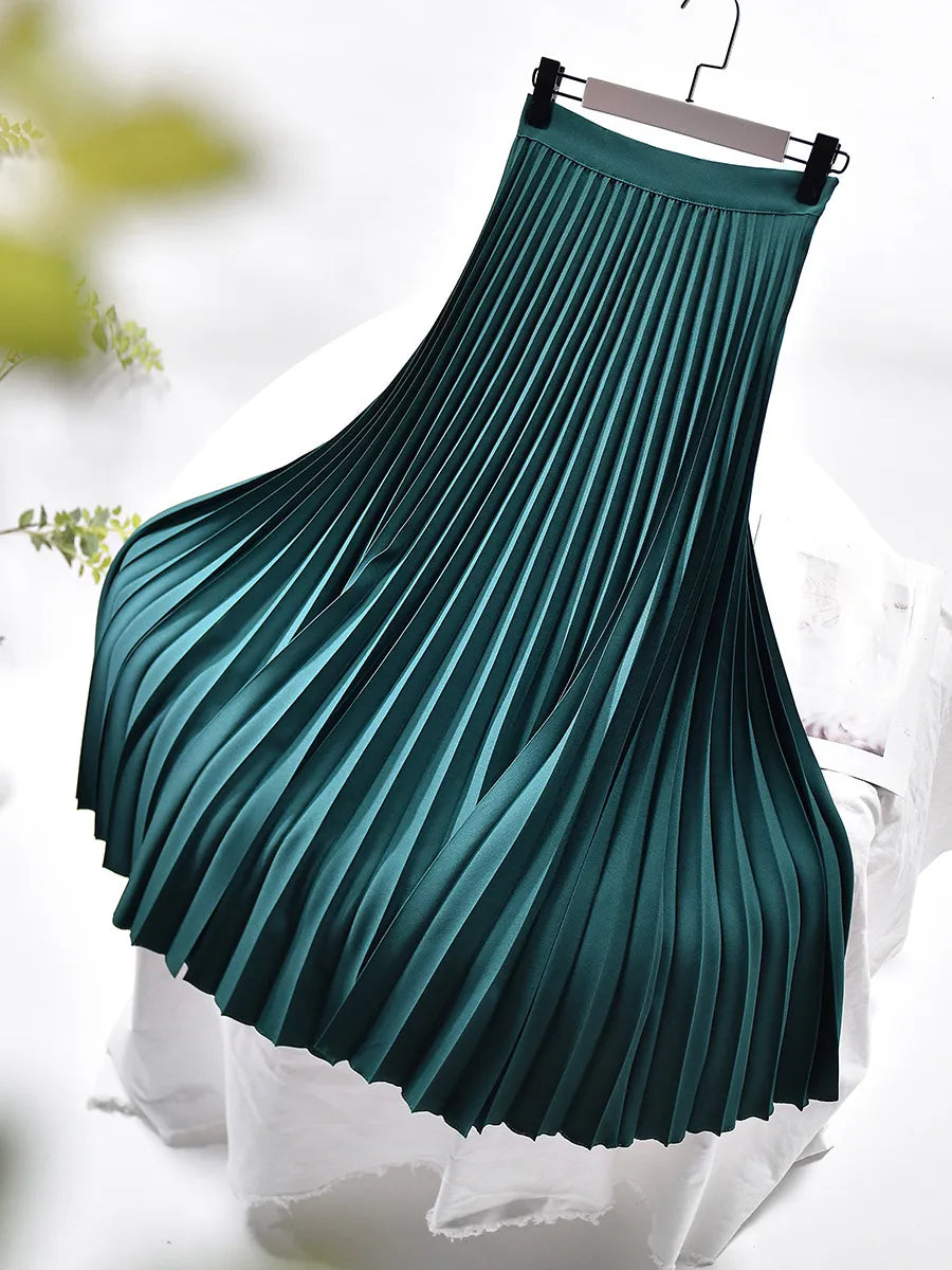 Cara - Women's Pleated Midi Skirt with a High Waist