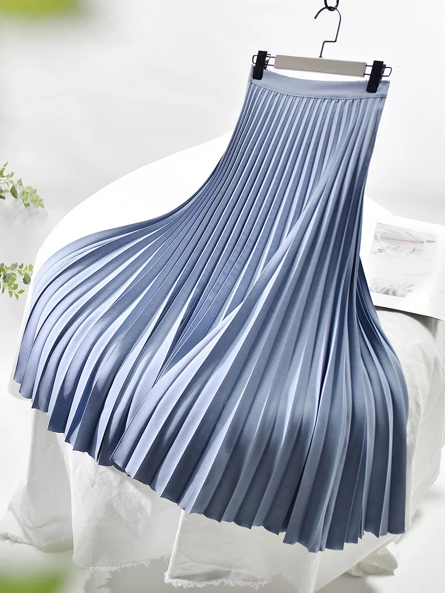 Cara - Women's Pleated Midi Skirt with a High Waist