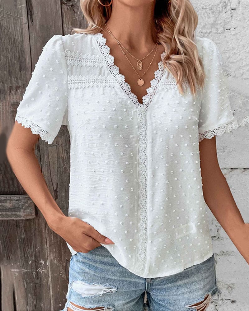 Carol - Women's Relaxed Blouse with Short Sleeves